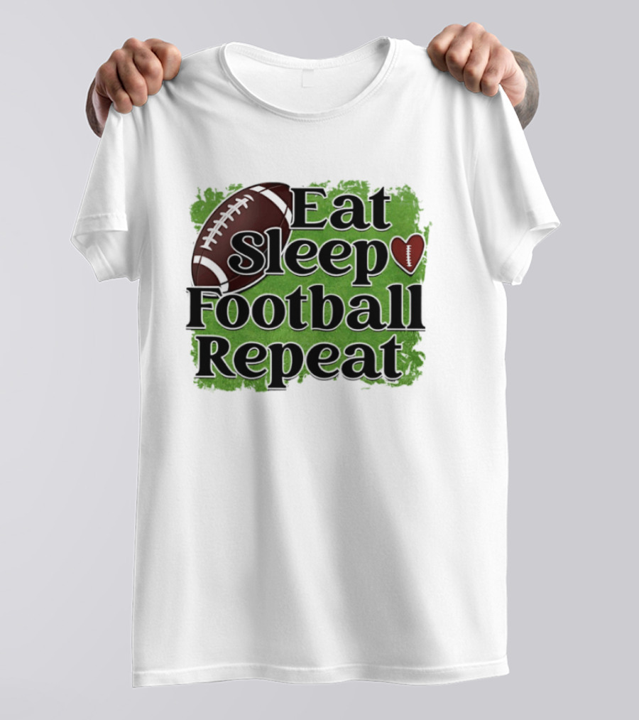Eat Sleep Football Repeat Heart Football T-Shirt