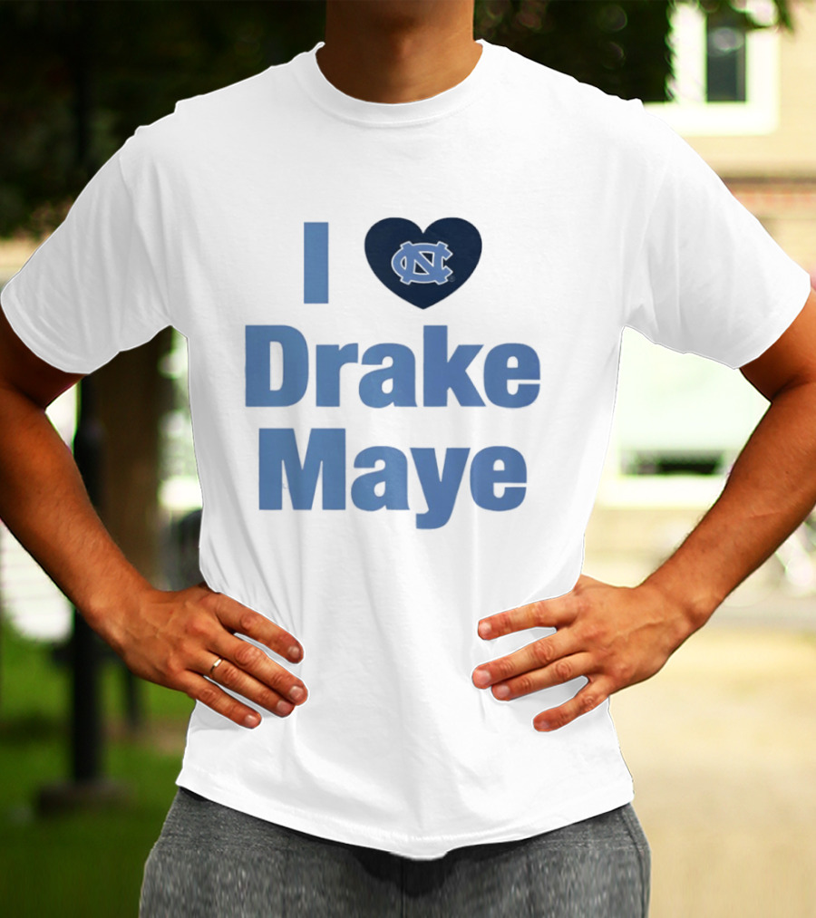 I Love Drake Maye UNC Tar Heels Football Heart T-Shirt