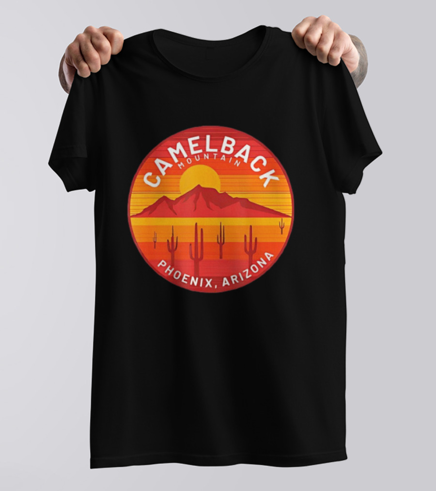 Camelback Mountain Phoenix Arizona Sunset Cactus Desert Hiking T-Shirt
