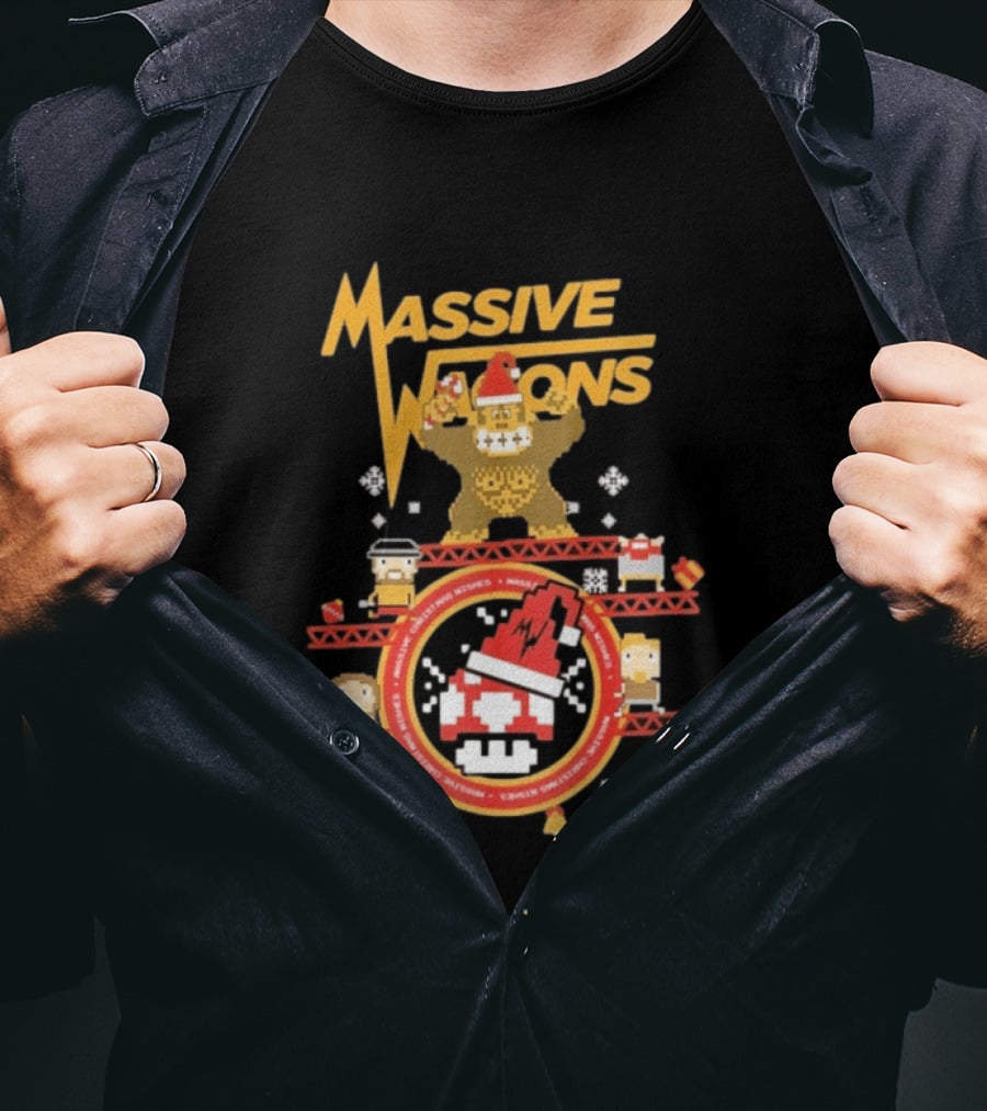 Massive Wagons 8bit Xmas Christmas Festive Donkey Kong T-Shirt