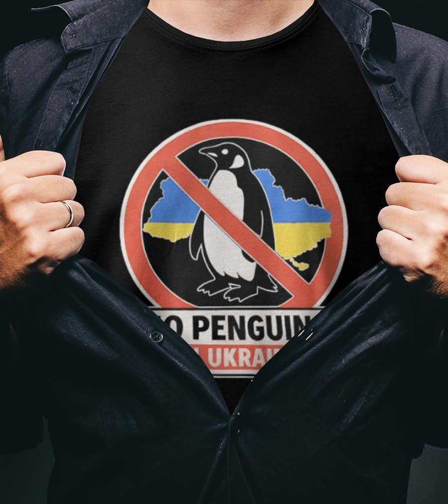 No Penguins In Ukraine Map Outline And Sign T-Shirt