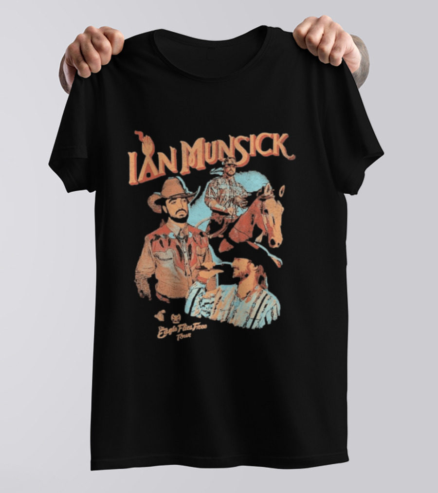 Ian Munsick Eagle Flies Free Tour 2026 Cowboy Photo Collage T-Shirt