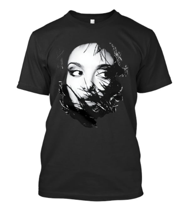 Jade Face Mysterious Gaze Black And White Brushstroke T-Shirt