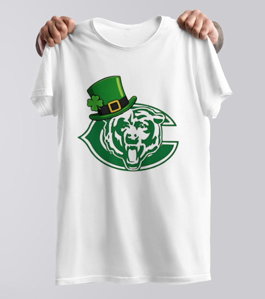 Chicago Bears St Patrick's Day Green Logo With Irish Hat T-Shirt