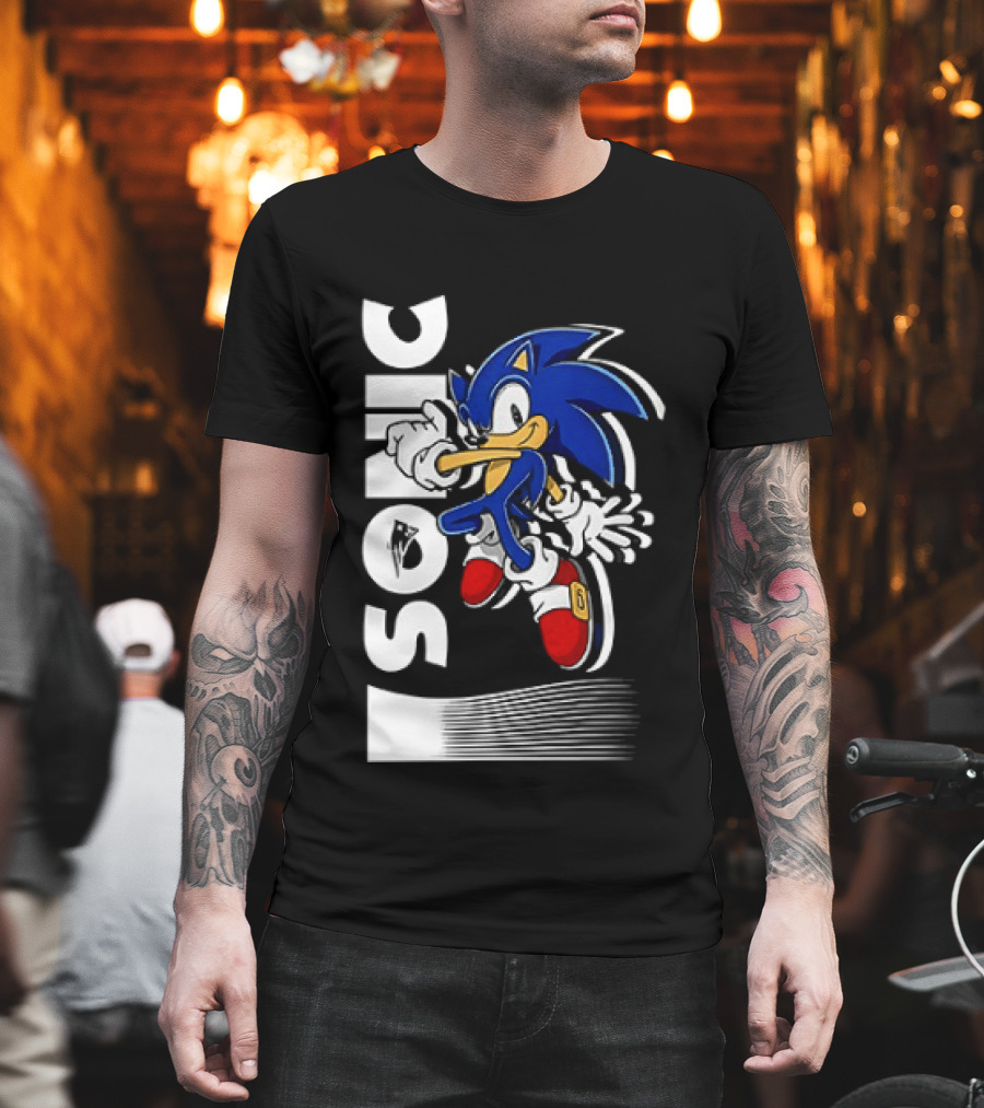 Sonic The Hedgehog New England Patriots Collaboration T-Shirt