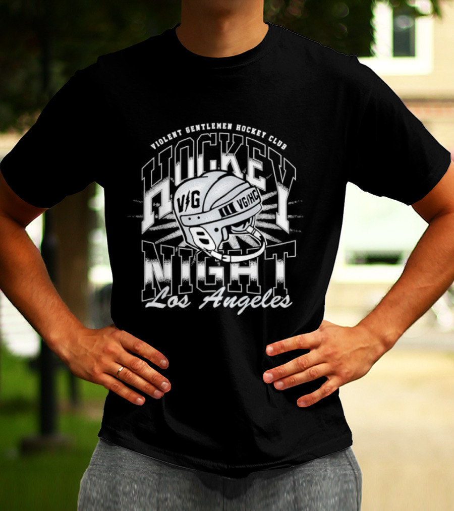 Violent Gentlemen Hockey Club VG Helmet Los Angeles Hockey Night T-Shirt