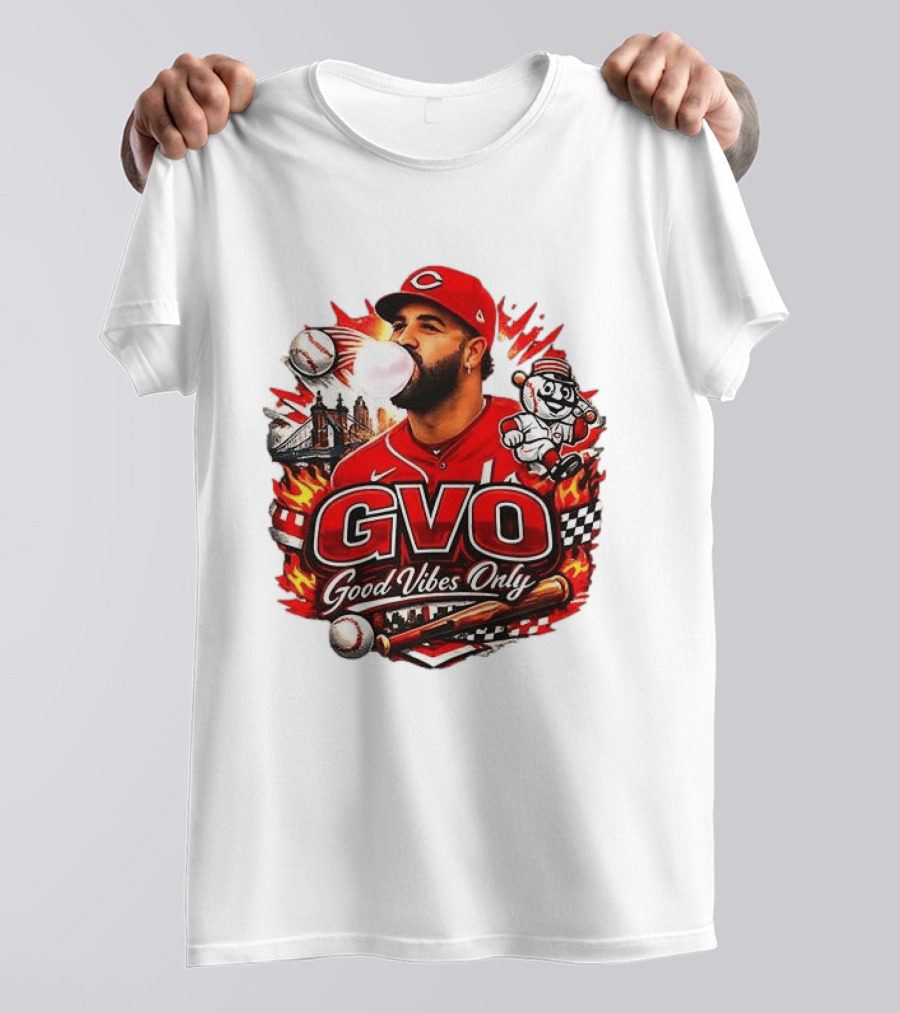 GVO Good Vibes Only Eugenio Suarez Reds Baseball Cincinnati Sports T-Shirt