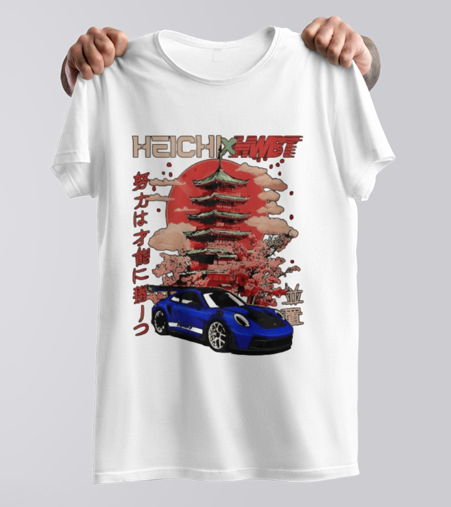 Haichi HWBT 2025 Pagoda Blue Sports Car Red Sun Japanese T-Shirt