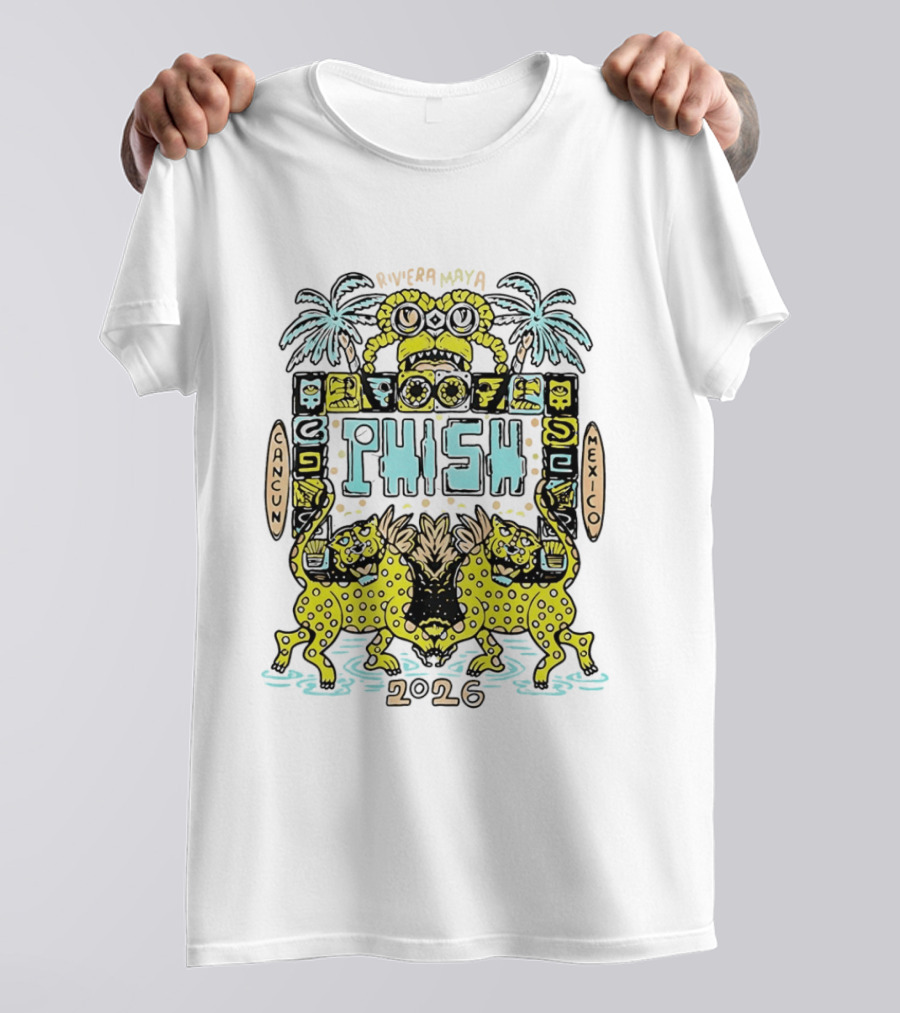 Phish Riviera Maya Cancun Mexico 2026 Jaguars Palms T-Shirt