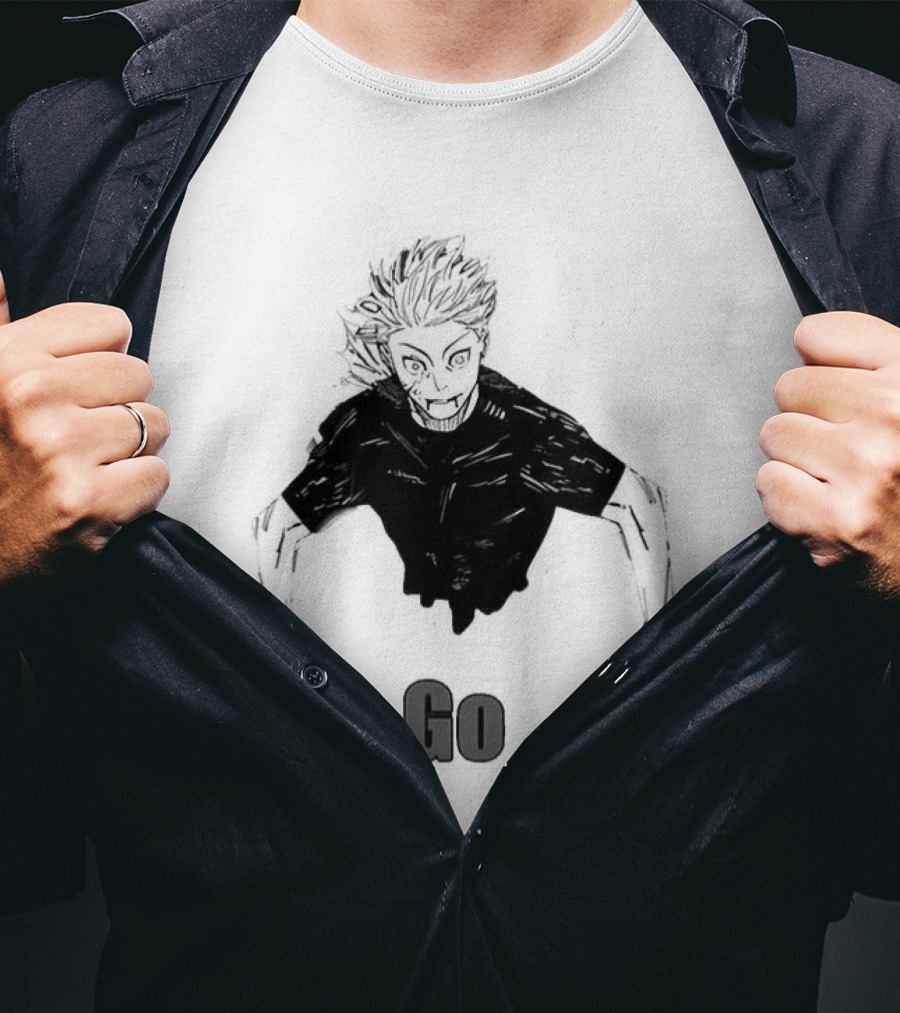 Satoru Gojo Half Body Go Meme Jujutsu Kaisen T-Shirt