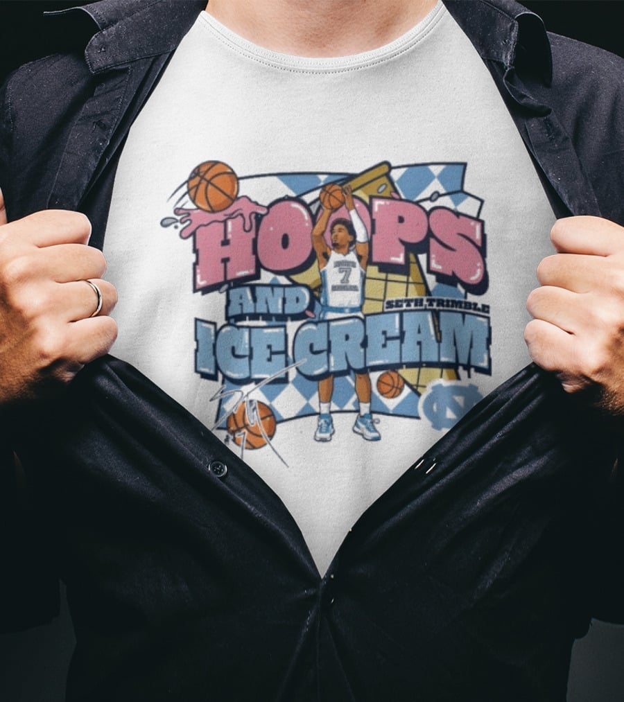 Hoops And Ice Cream UNC North Carolina Tar Heels Basketball Seth Trimble T-Shirt