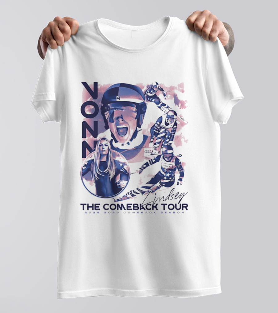 Lindsey Vonn The Comeback Tour 2025 2026 Comeback Season Alpine Skiing Adventure T-Shirt