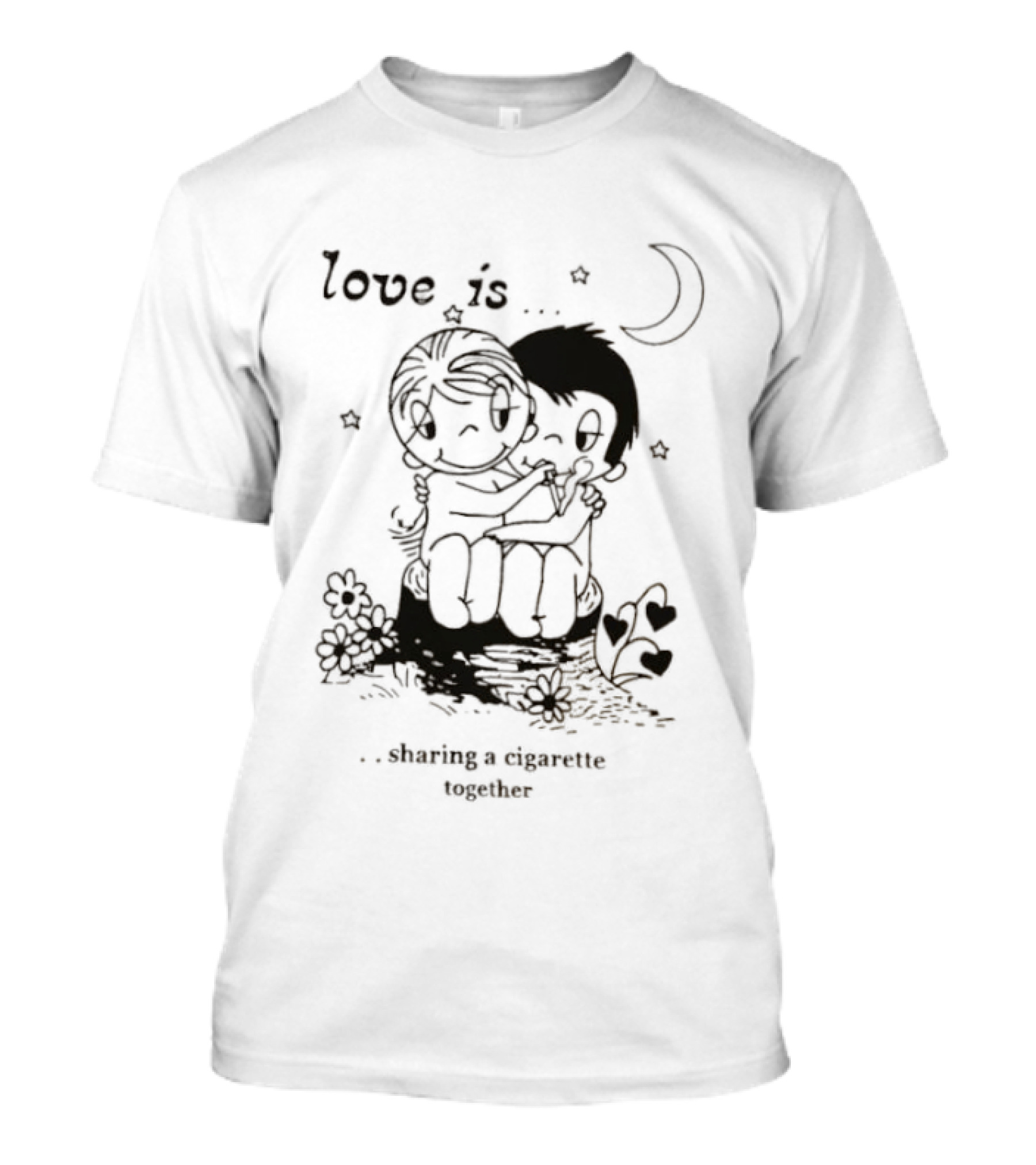 Love Is Sharing A Cigarette Together Moon Stars Kim Grove T-Shirt