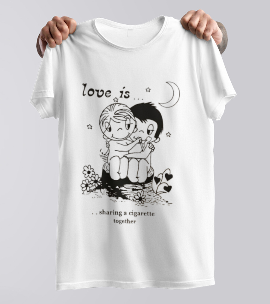 Love Is Sharing A Cigarette Together Moon Stars Kim Grove T-Shirt