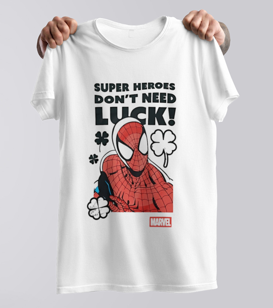 Marvel Spider Man Super Heroes Don't Need Luck T-Shirt