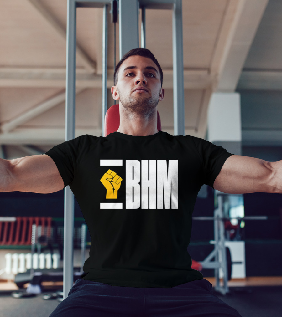 BHM Black History Month Yellow Raised Fist T-Shirt