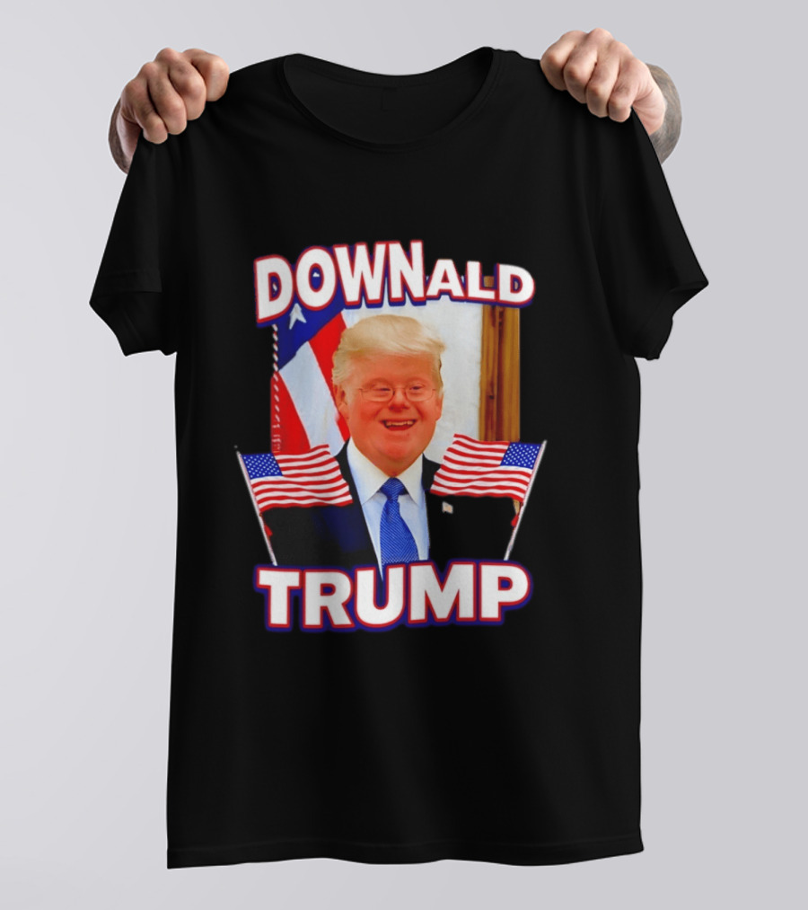 Downald Trump American Flag Parody With Patriotic Backdrop T-Shirt