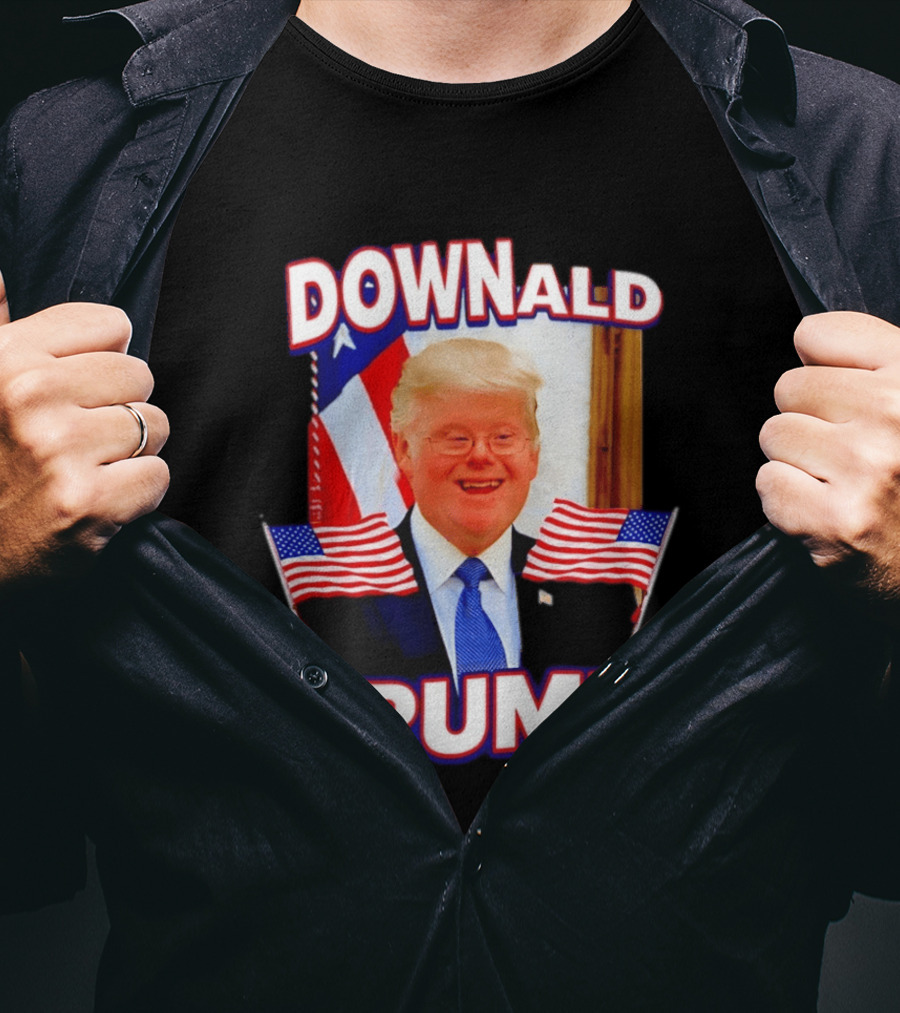 Downald Trump American Flag Parody With Patriotic Backdrop T-Shirt