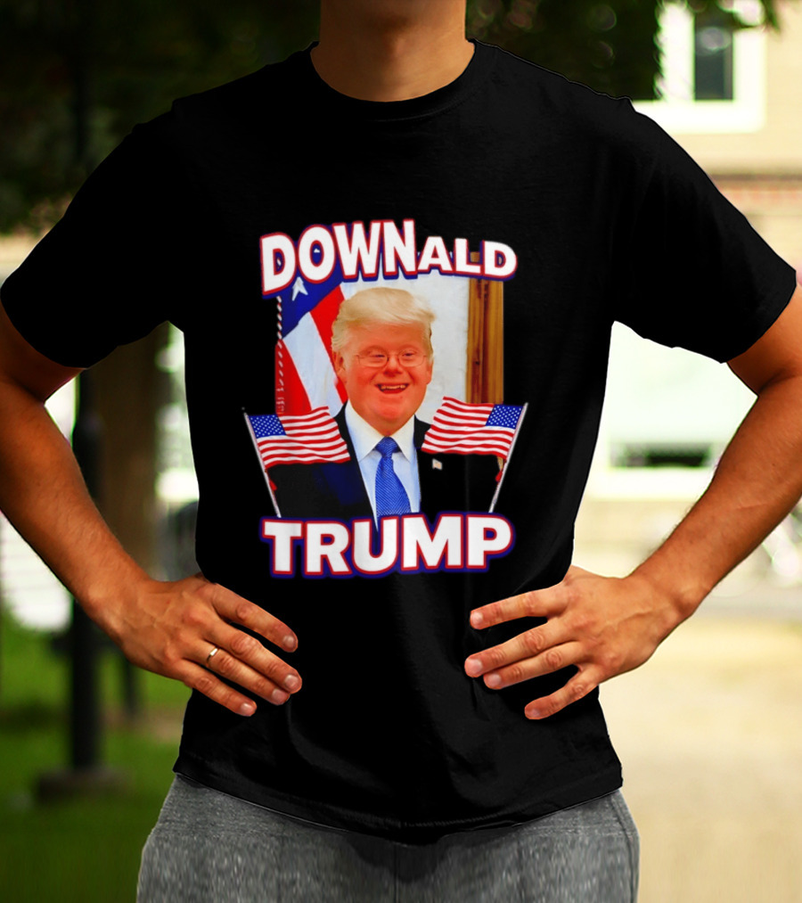 Downald Trump American Flag Parody With Patriotic Backdrop T-Shirt