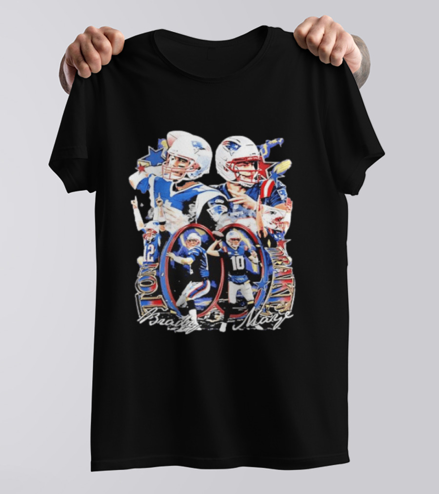 Drake Maye Tom Brady Patriots Quarterback Legacy Moments T-Shirt