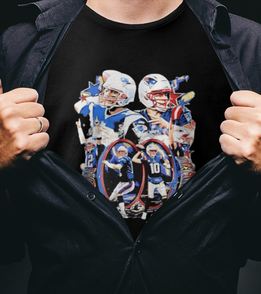 Drake Maye Tom Brady Patriots Quarterback Legacy Moments T-Shirt