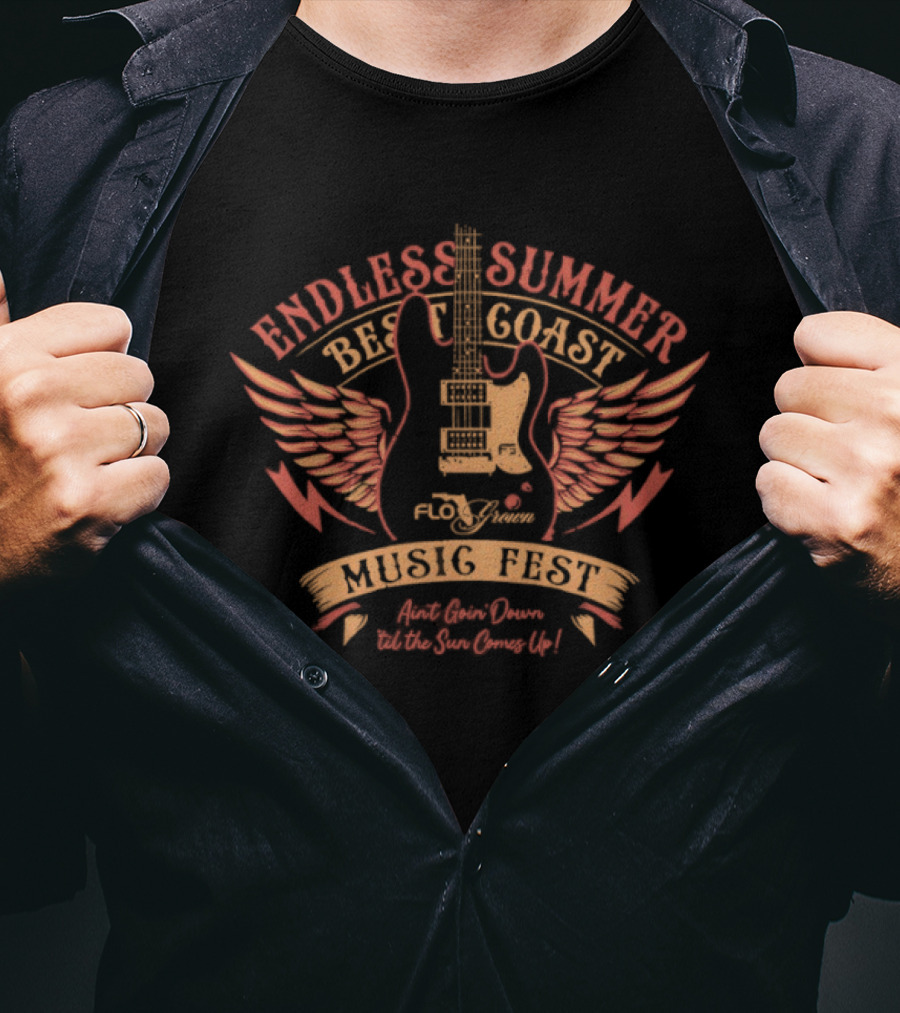 Endless Summer Flogrown Best Coast Music Fest Wings Guitar T-Shirt