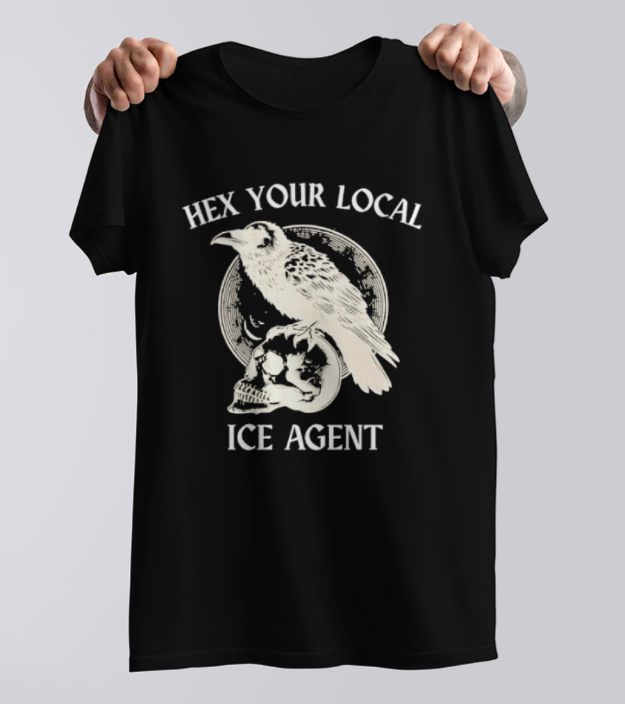 Hex Your Local Ice Agent Raven Skull T-Shirt