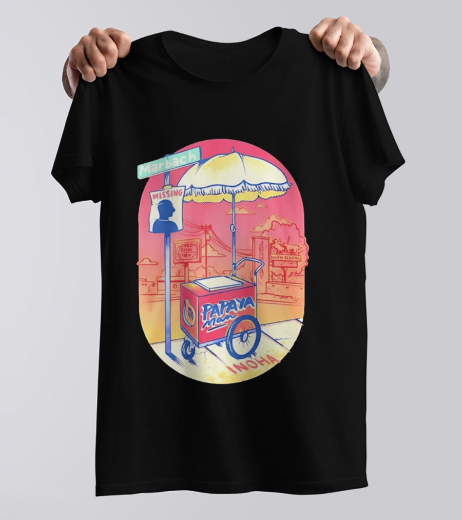 Marbach Inoha Papaya Man Missing High School Fred's Fish Fry T-Shirt