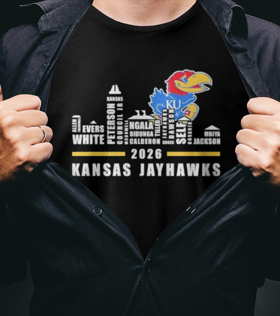 Kansas Jayhawks 2026 Skyline City KU Basketball Team T-Shirt