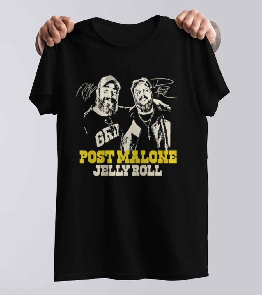 Post Malone Jelly Roll Big Ass Stadium Tour Signatures T-Shirt