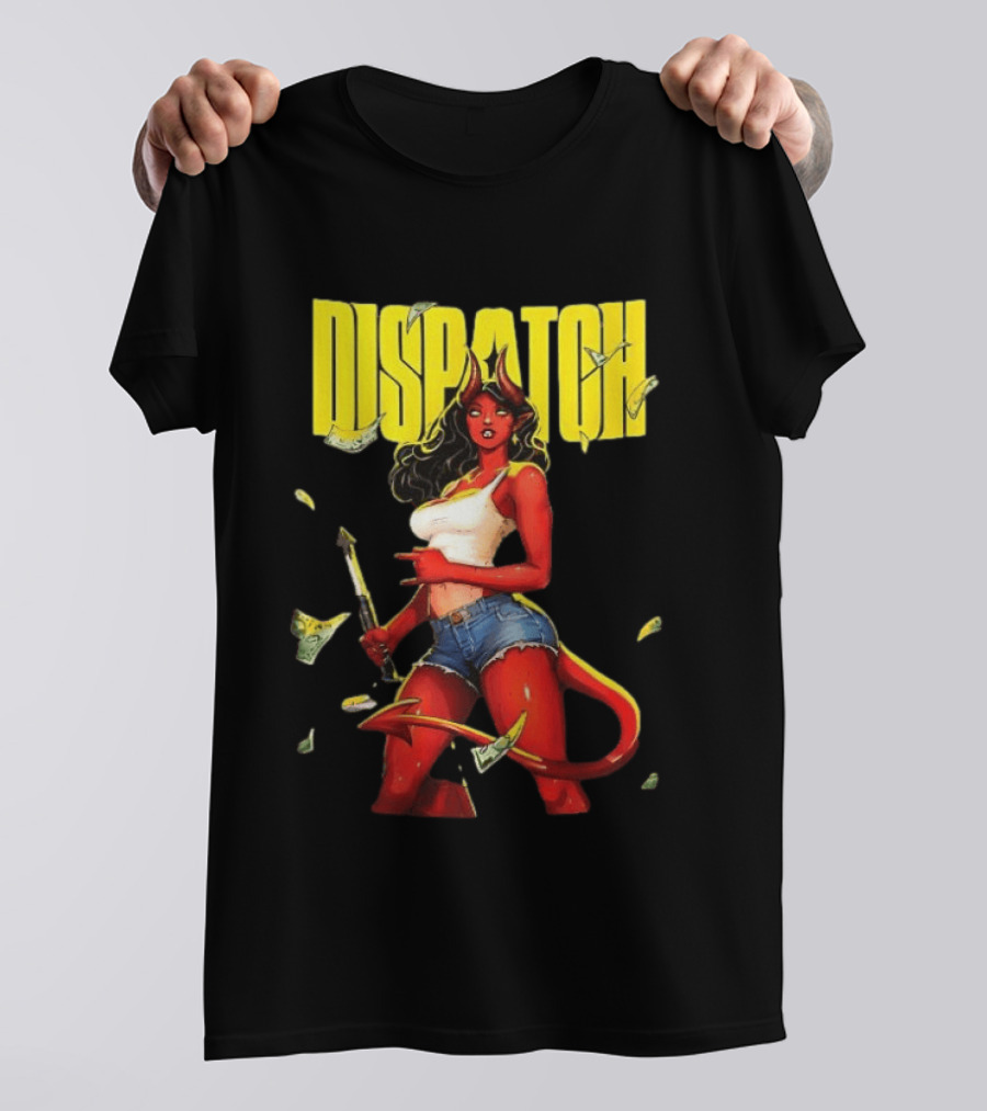 Parky Dispatch Malevola Devil Woman In Denim And White Top With Yellow T-Shirt