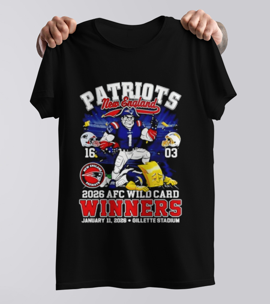 Patriots New England 2026 AFC Wild Card Winners Gillette Stadium January 11th T-Shirt
