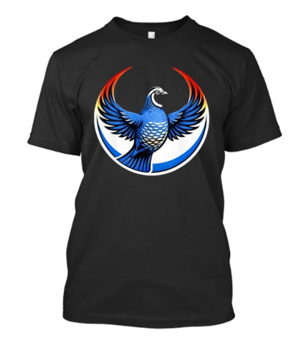 California Quail Wings Up Blue T-Shirt