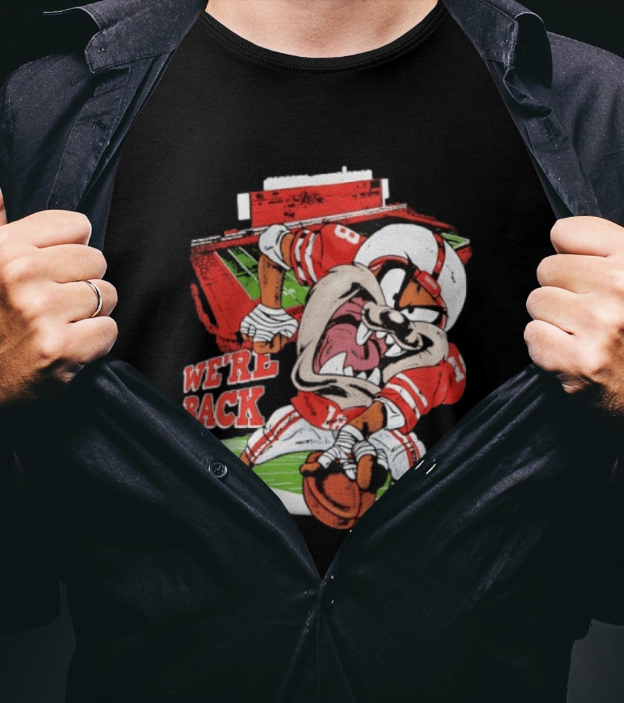 Dropout We're Back Football Cartoon Stadium Red Uniform Number 8 T-Shirt