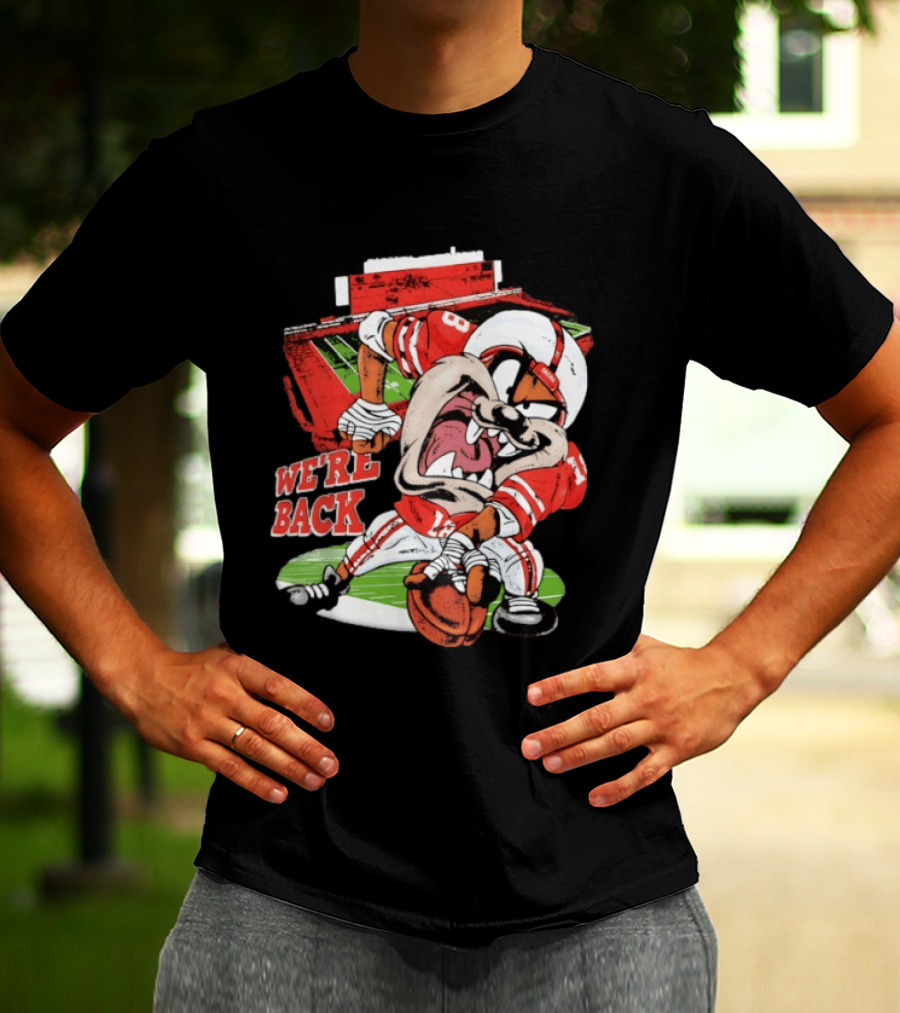 Dropout We're Back Football Cartoon Stadium Red Uniform Number 8 T-Shirt