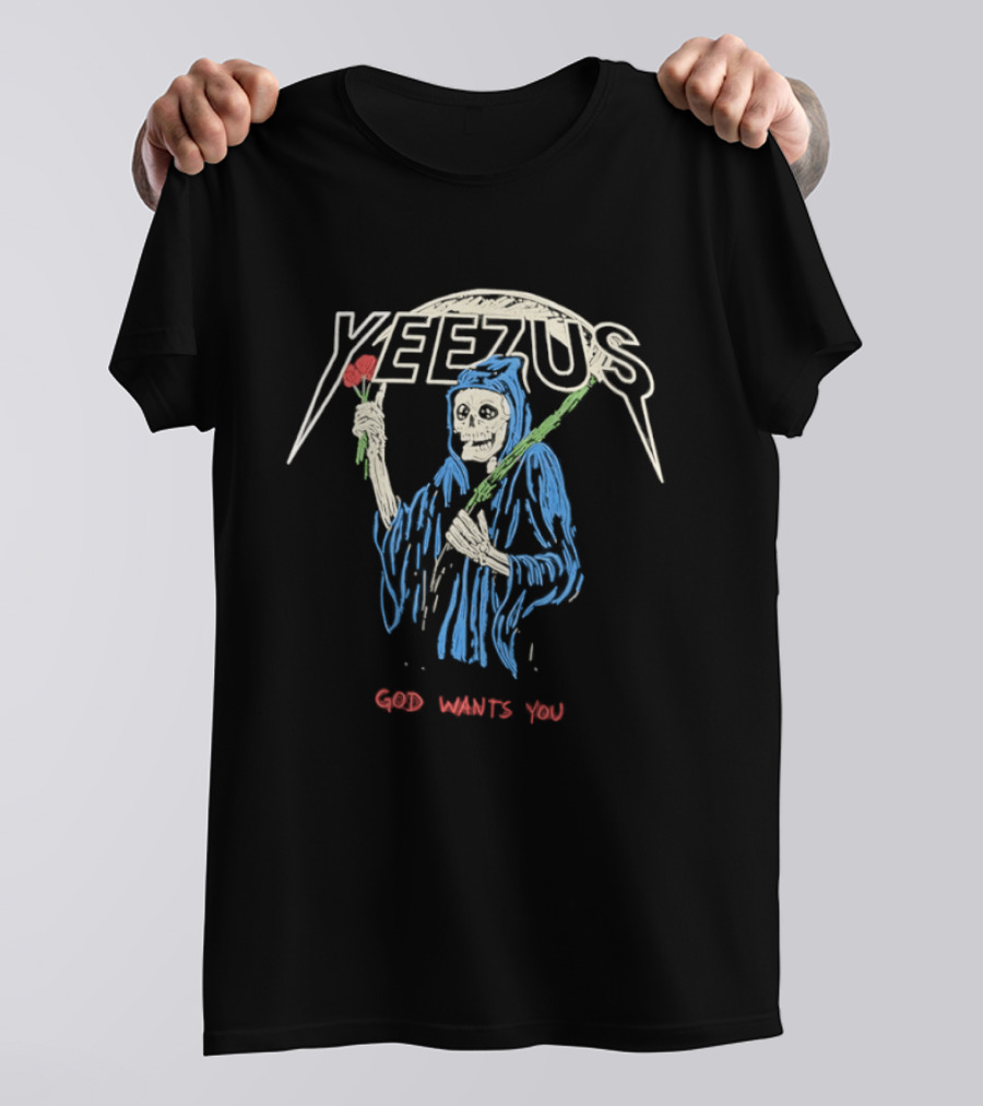 Yeezus Grim Reaper God Wants You Rose T-Shirt