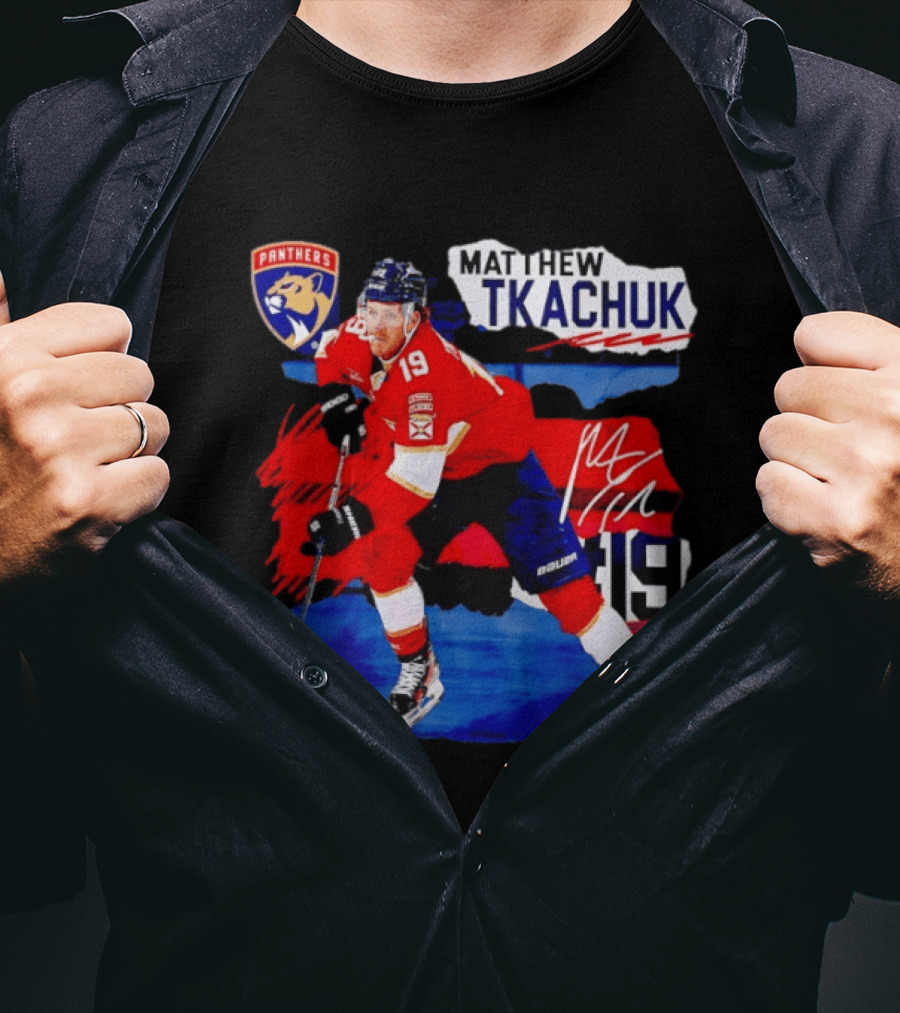 Matthew Tkachuk 19 Florida Panthers NHL Hockey Player Image T-Shirt