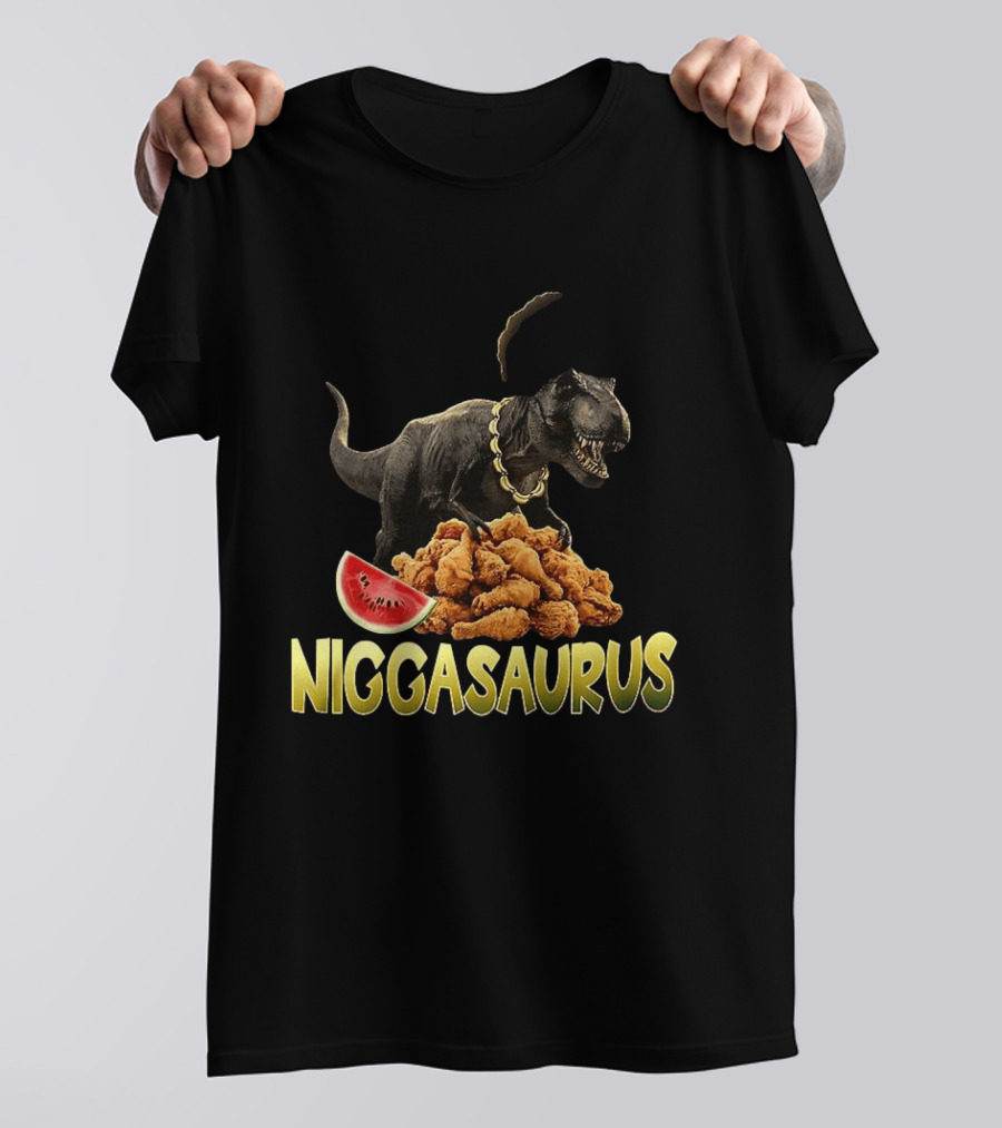 Niggasaurus Fried Chicken And Watermelon Meme T-Shirt