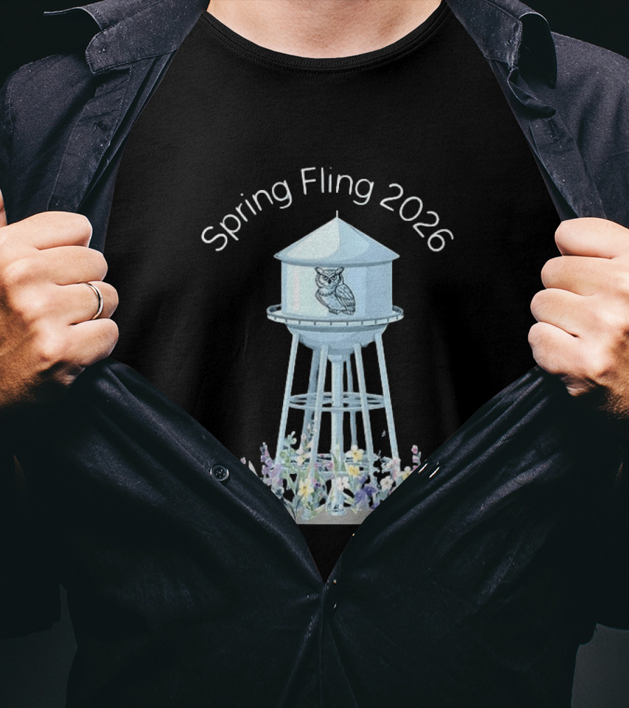 Spring Fling 2026 Owl Water Tower Blossoms T-Shirt