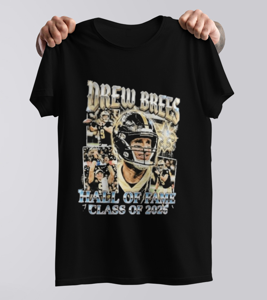 Drew Brees Hall Of Fame Class Of 2026 Quarterback Inductee NFL Football Star T-Shirt