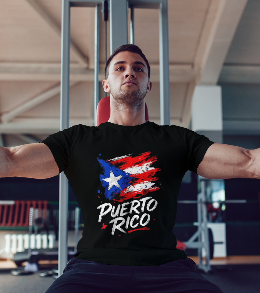Puerto Rico Flag Brush Stroke Style Classic Representation T-Shirt