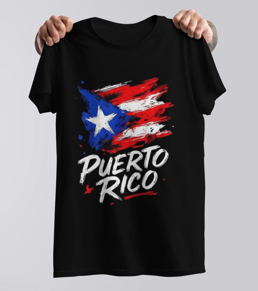Puerto Rico Flag Brush Stroke Style Classic Representation T-Shirt