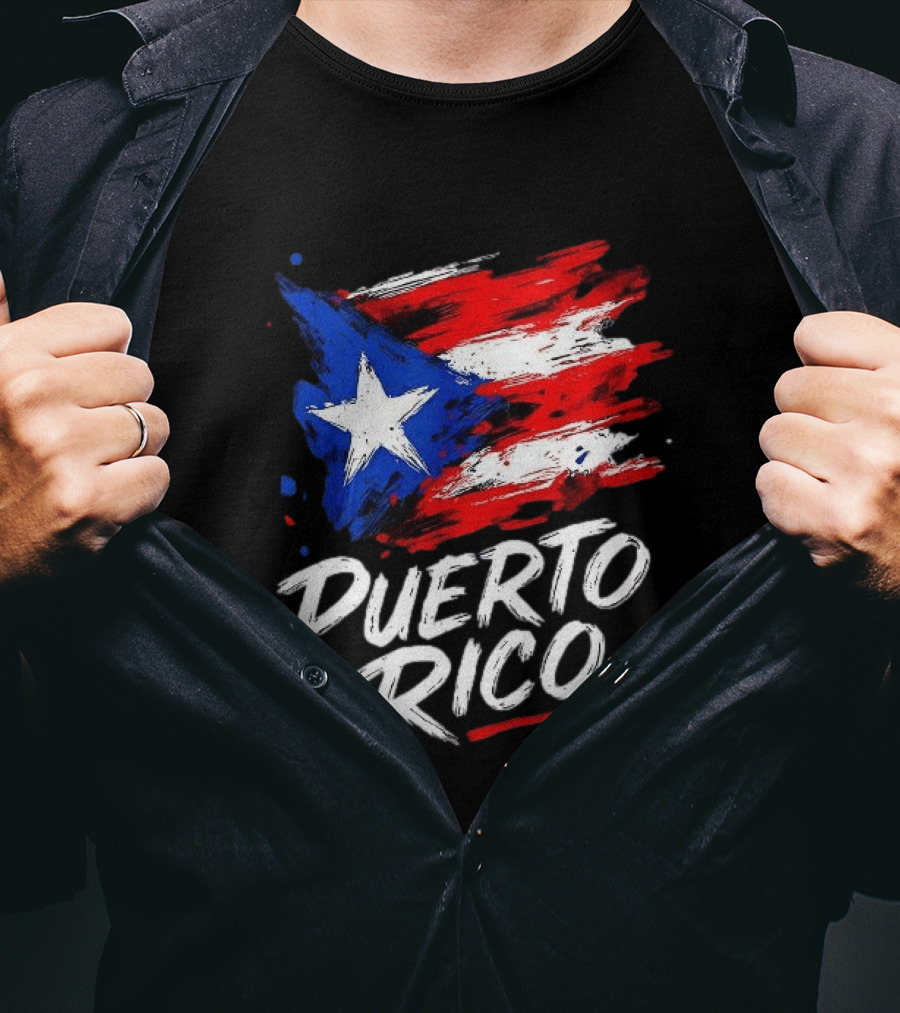Puerto Rico Flag Brush Stroke Style Classic Representation T-Shirt