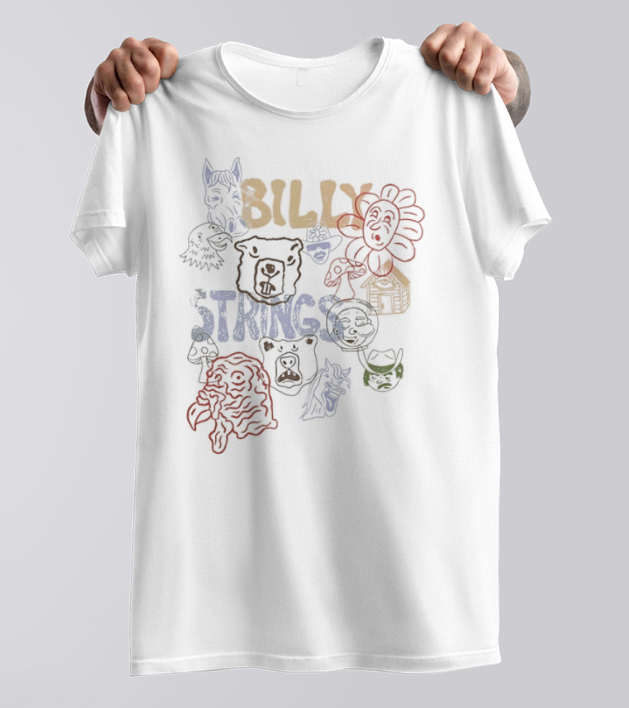 Billy Strings Winter 2026 Tour Characters Colorful Illustrations T-Shirt