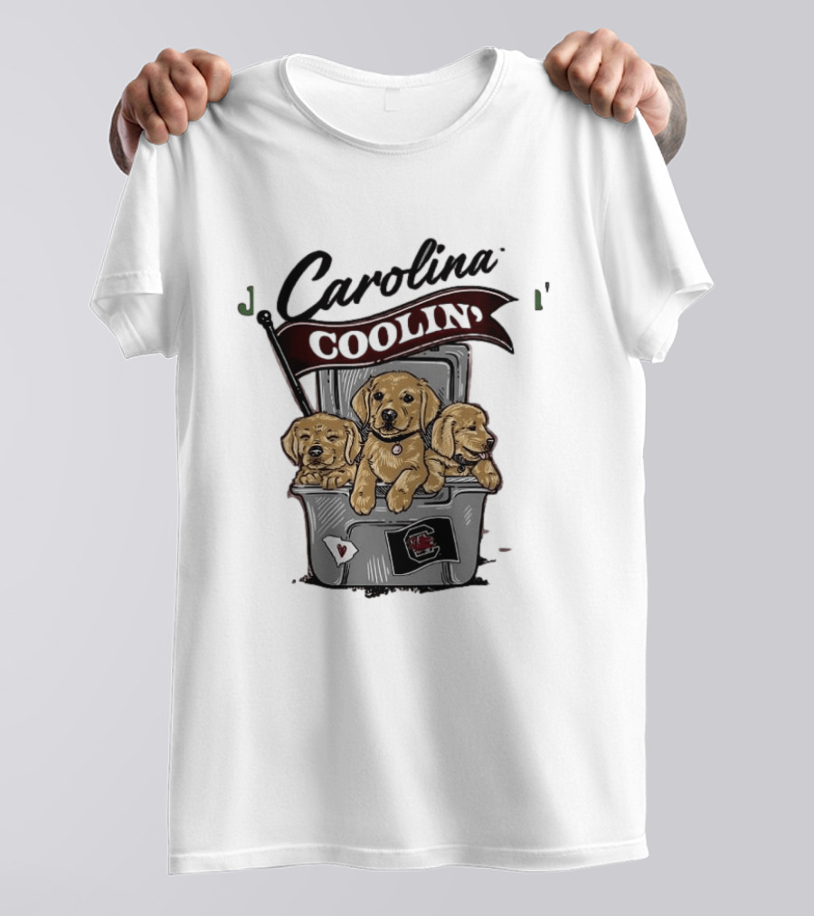 Carolina Coolin' South Carolina Gamecocks Puppies In Ice Chest T-Shirt