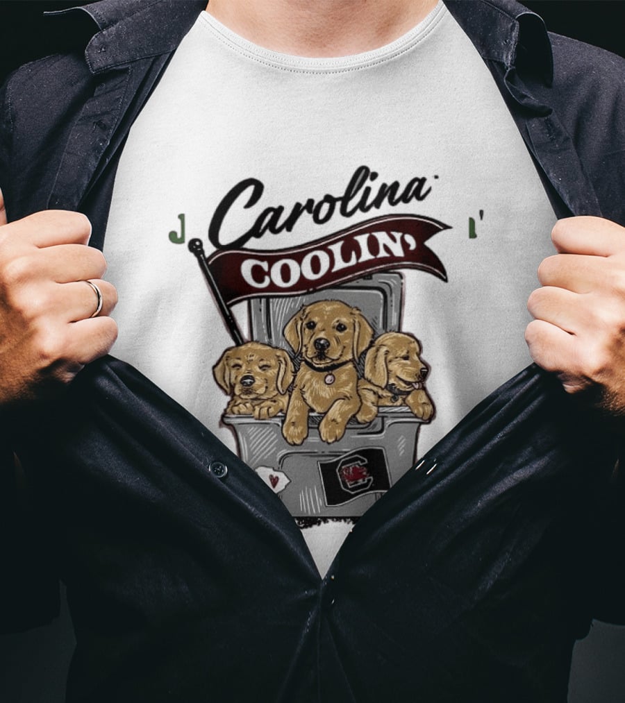 Carolina Coolin' South Carolina Gamecocks Puppies In Ice Chest T-Shirt