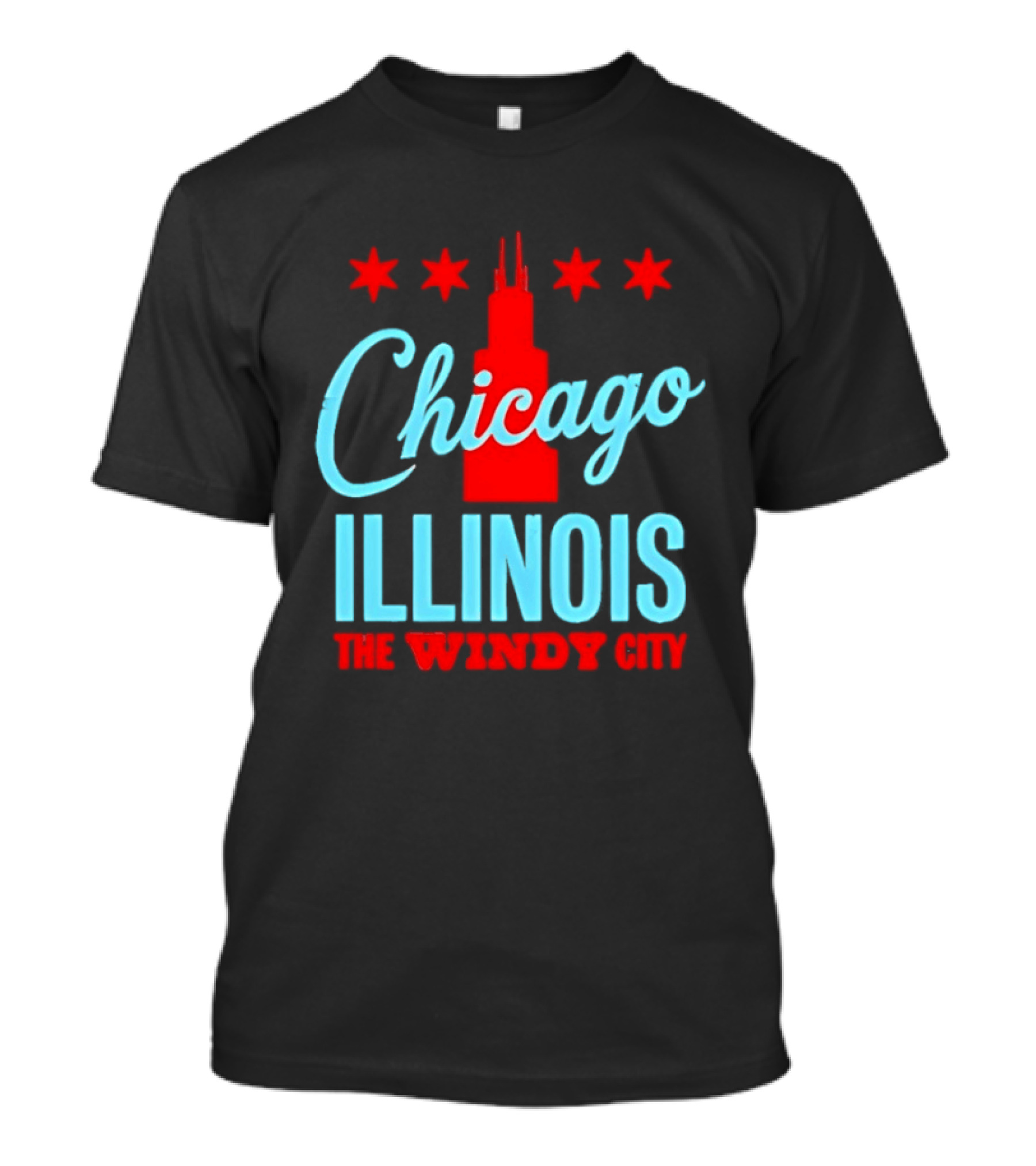 Chicago Illinois The Windy City Skyline Stars T-Shirt