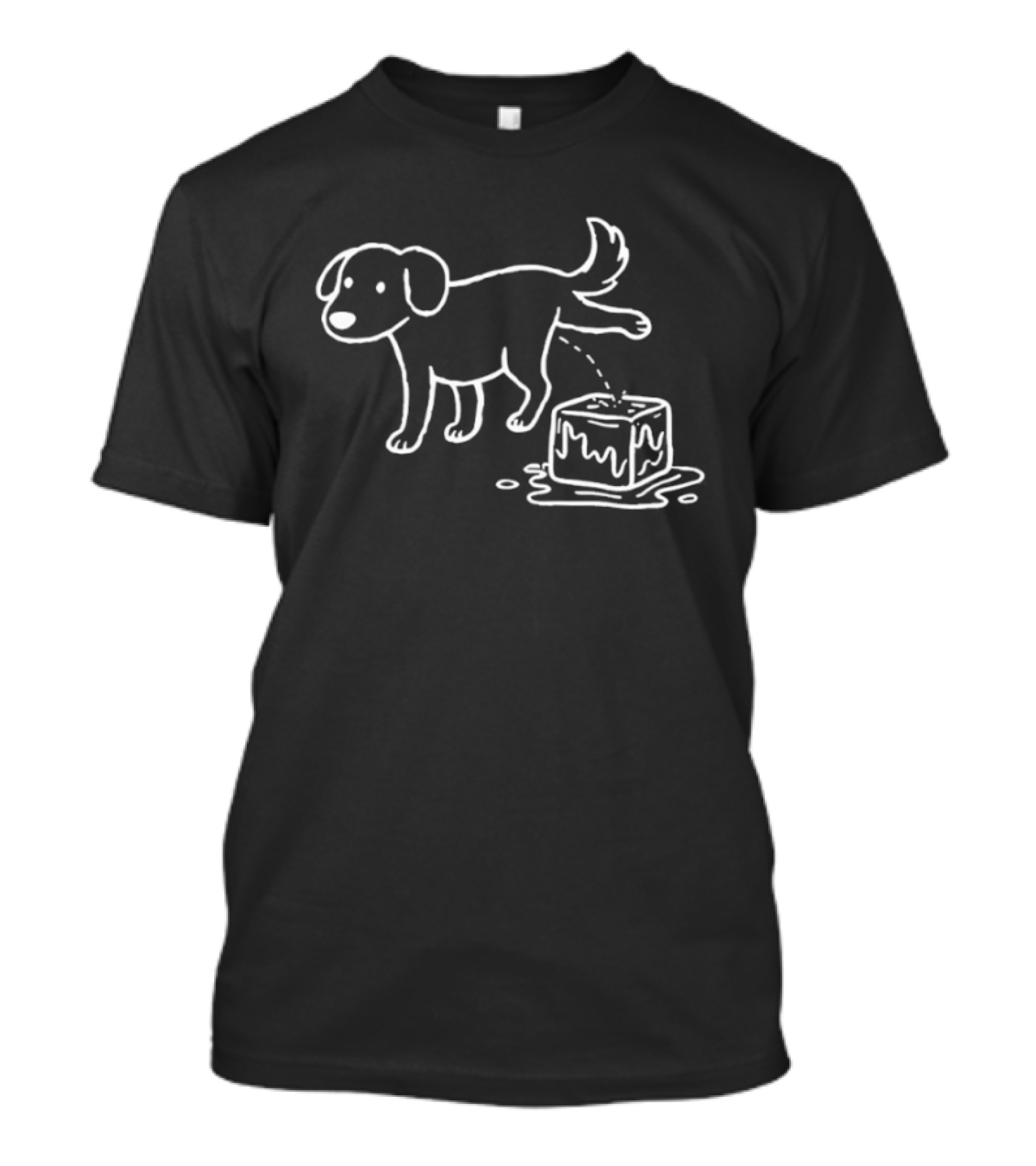 Peeing Dog On Melting Ice Cube Iconic Sketch T-Shirt