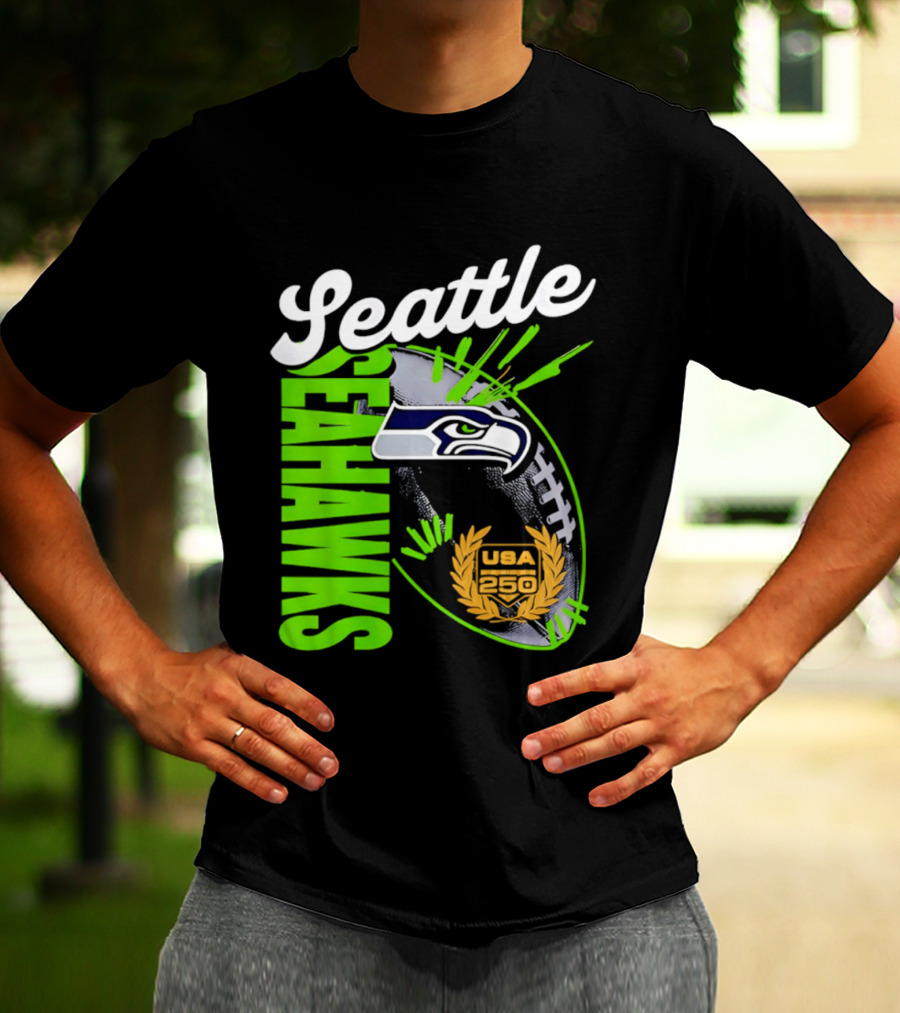 Seattle Seahawks USA 250 Gold Standard Football T-Shirt