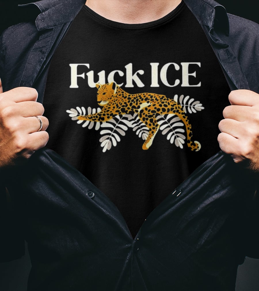 Leopard Fuck ICE Abolish ICE T-Shirt